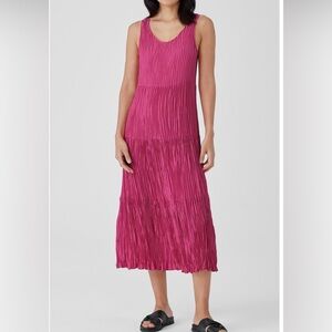 Eileen Fisher Geranium Pink crushed silk  Dress